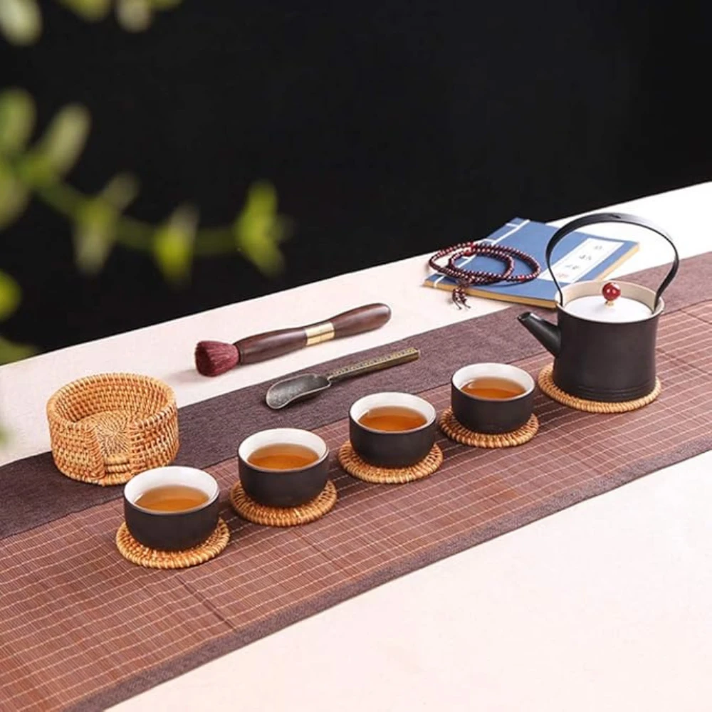 Handmade Rattan Coaster | 6pcs Set by Casa & Beyond