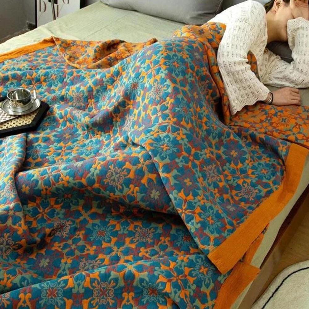 Citrus Sunrise Six Layers Cotton Blanket by Casa & Beyond