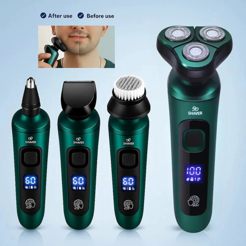 4-in-1 Grooming – Waterproof – LED Display – USB Rechargeable – Wet and Dry Shaving Bowlift by Bowlift