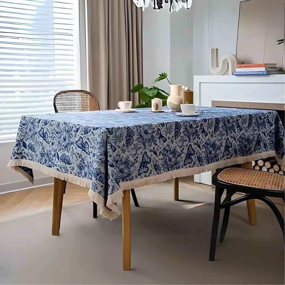 Blue Butterfly Garden Tablecloth by Casa & Beyond