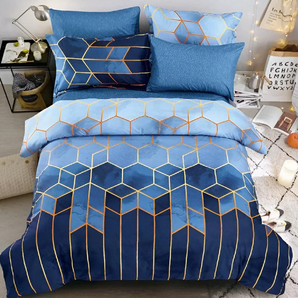 Golden Cosmo Hive | 3pcs Duvet Cover Sets by Casa & Beyond