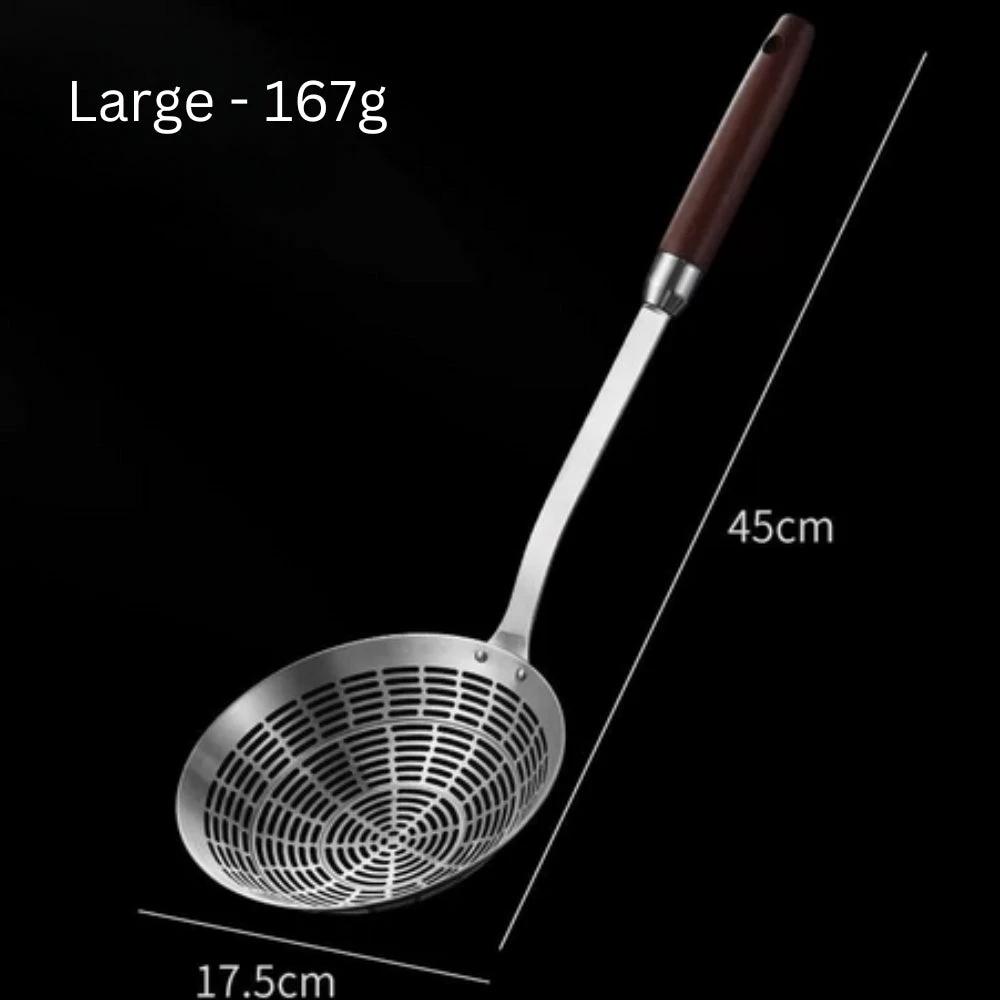 Stainless Steel Wooden Strainer Ladle by Casa & Beyond