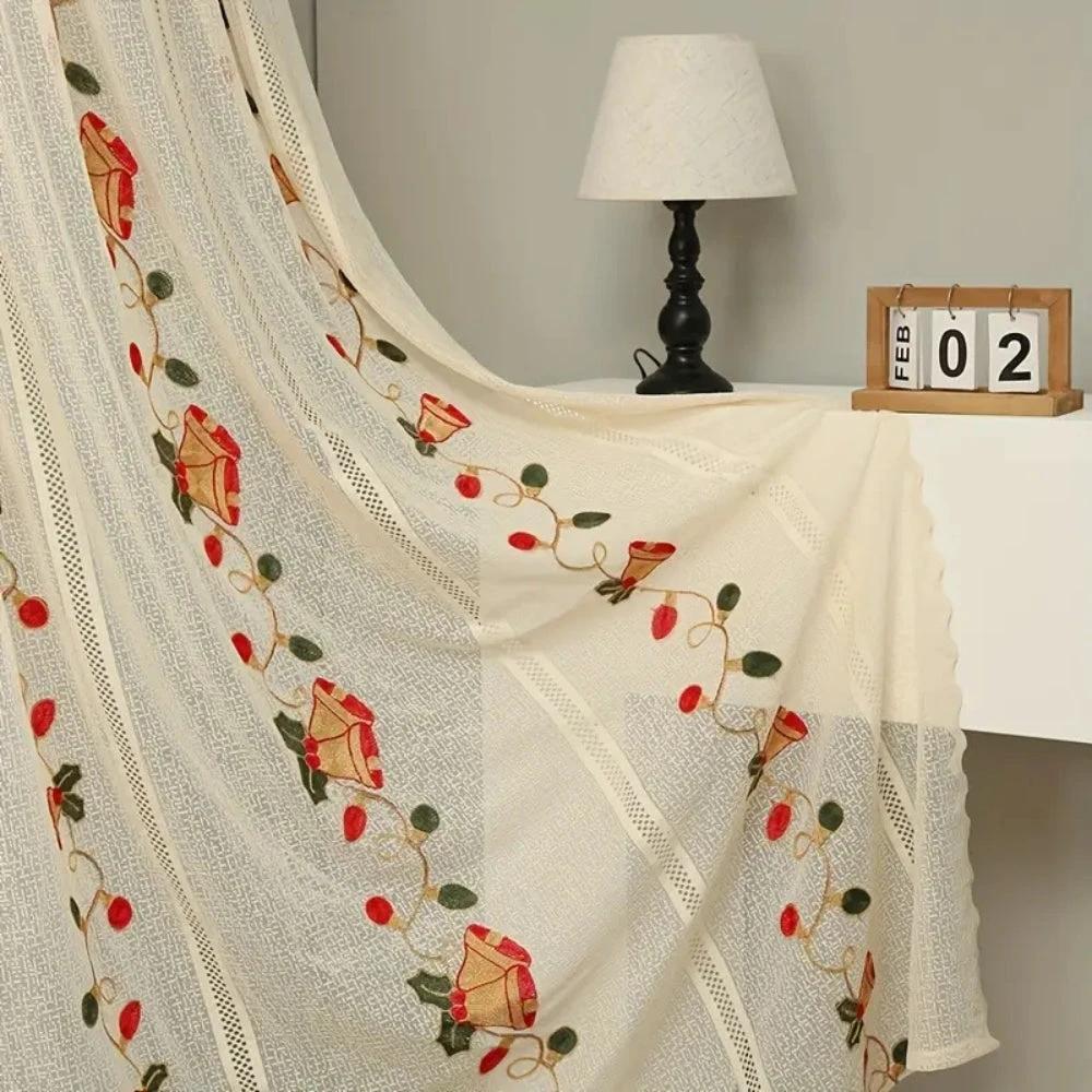 Festive Red Bell Curtains by Casa & Beyond
