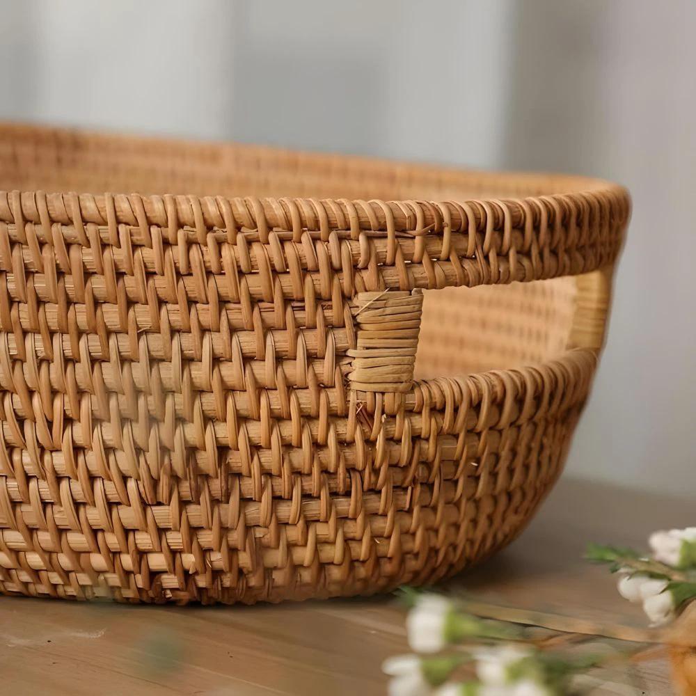 Artisanal Woven Rattan Oval Tray by Casa & Beyond