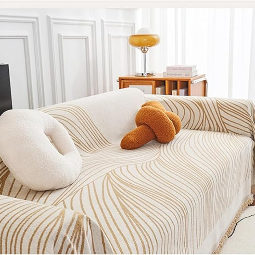 Calista Wave Chenille Sofa Cover by Casa & Beyond