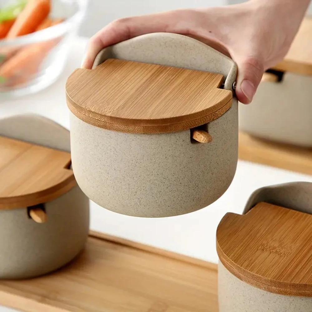 Ceramic Bamboo Spice Jar Set by Casa & Beyond