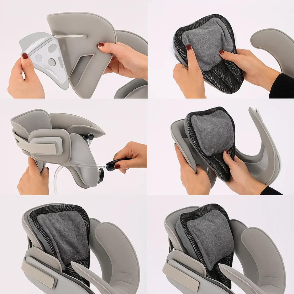 Instant Neck Pain Relief – Adjustable Inflatable Cushion – Improves Posture – Home & Office Use Bowlift by Bowlift