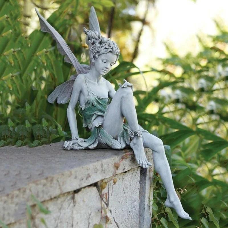 Sitting Fairy Garden Statue by BowLift