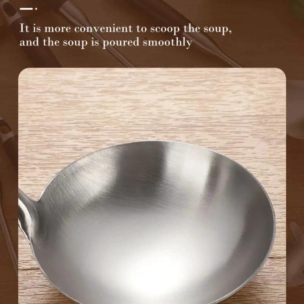 Gleaming Stainless Steel Wooden Utensils | 6Pcs Set by Casa & Beyond