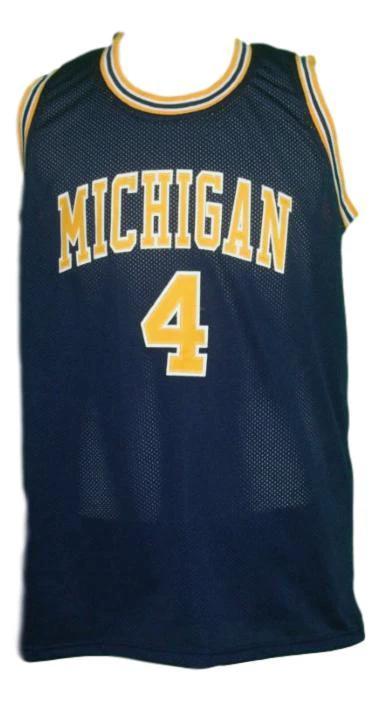Chris Webber Jersey #4 Michigan College Basketball Sewn Navy Blue by My store basketball