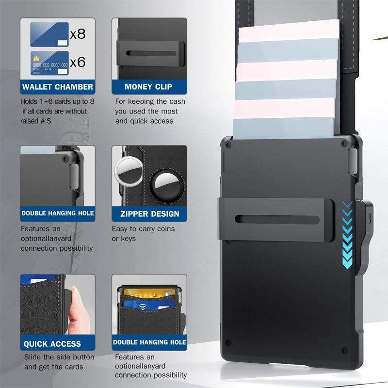 Men's Business Style PU Leather Card Slots for AirTag by BowLift