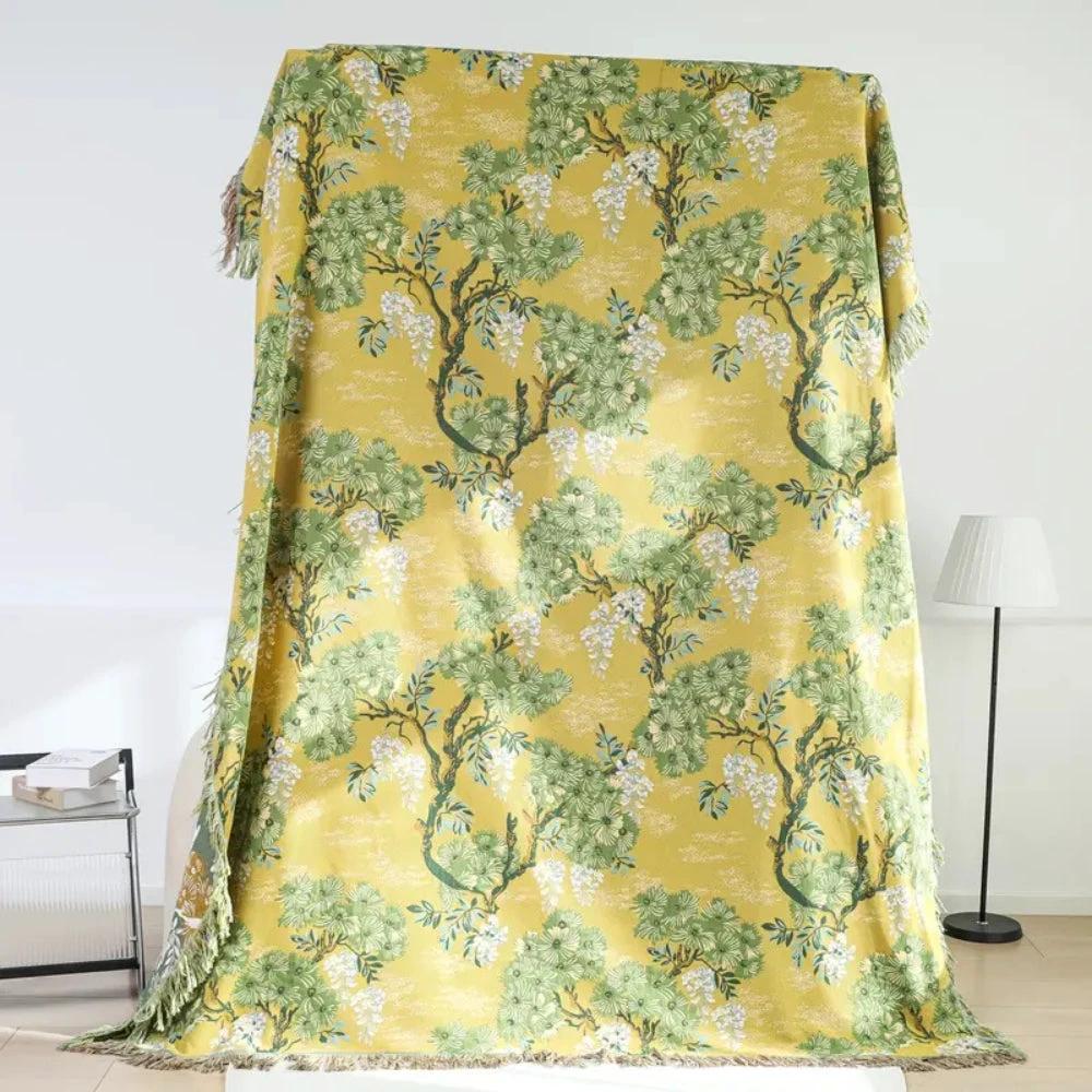 Lush Mulberry Trees Cotton Blanket by Casa & Beyond