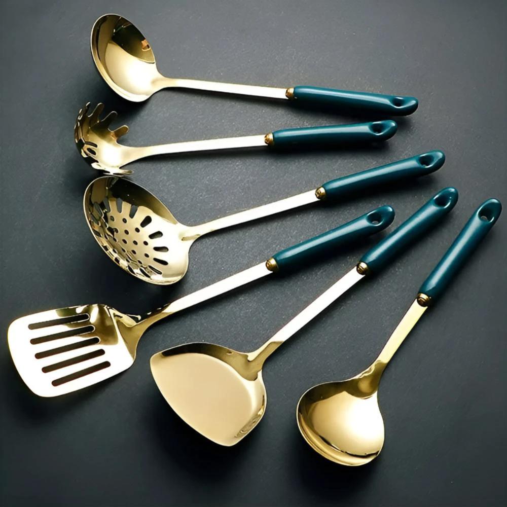 Golden Stainless Steel Utensil Set by Casa & Beyond
