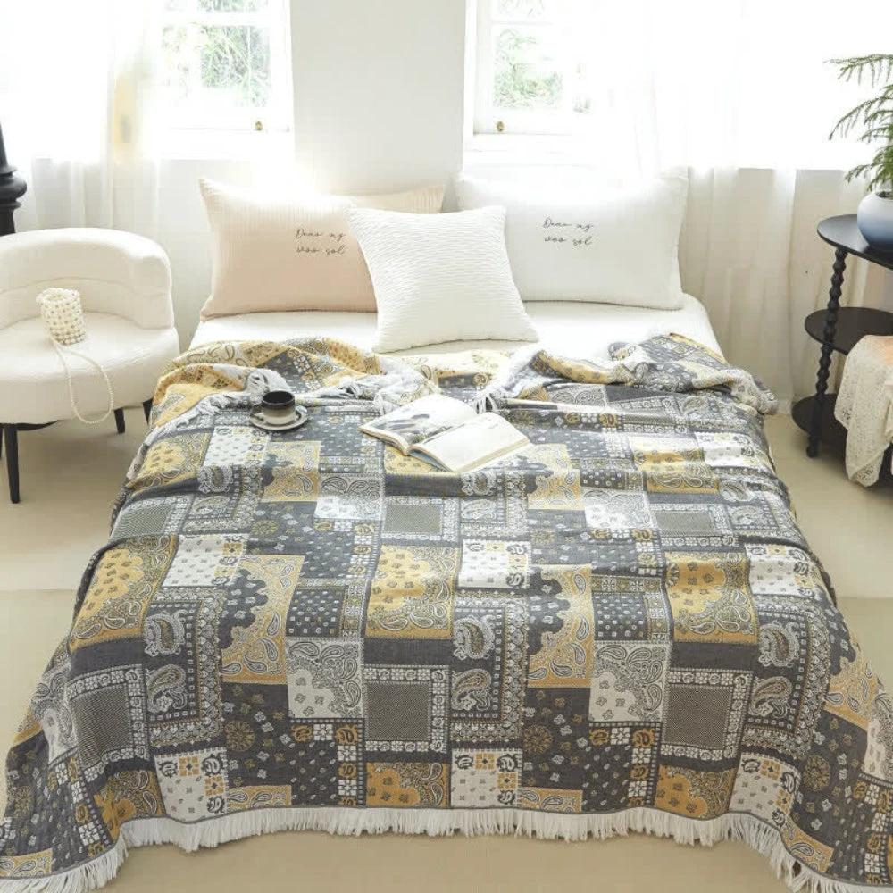 Mosaic Pattern Cotton Gauze Blanket by Casa & Beyond