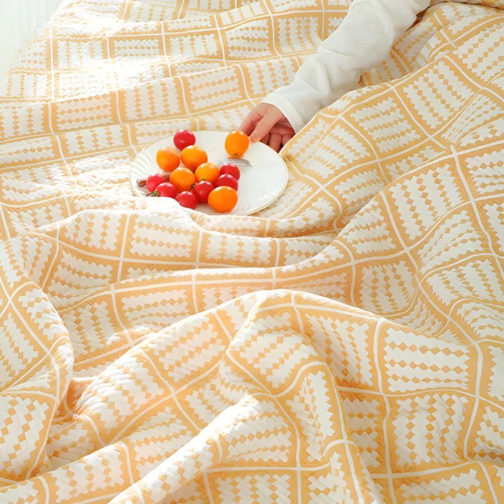 Plaid Pattern Cotton Blanket by Casa & Beyond