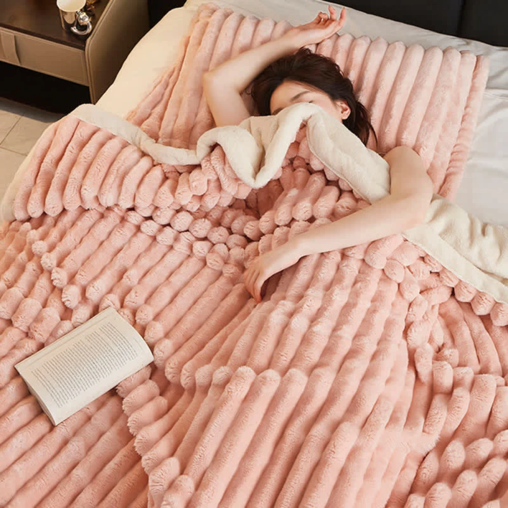 Snuggly Faux Fur Fleece Blanket by Casa & Beyond