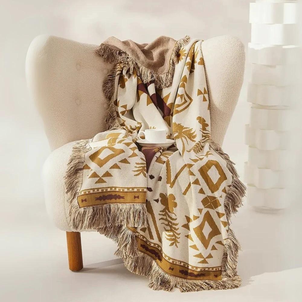 Azura Boho Geometric Knit Blanket by Casa & Beyond