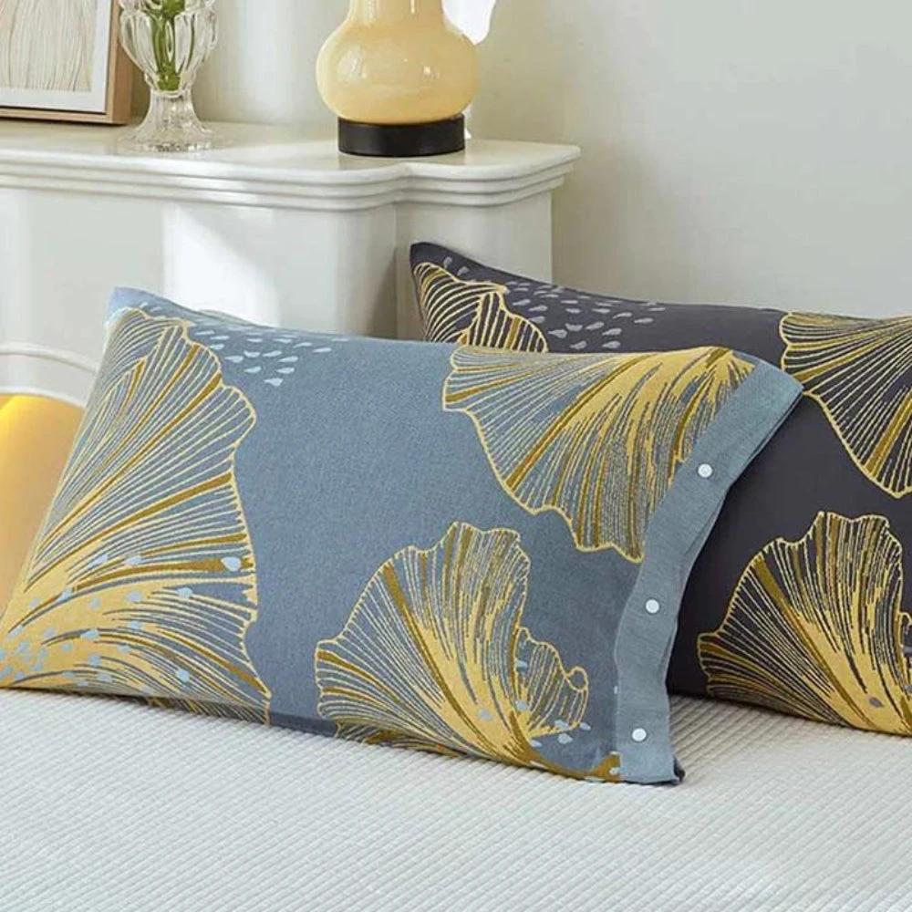 Golden Flora Pure Cotton Pillowcases | Twin Pack by Casa & Beyond