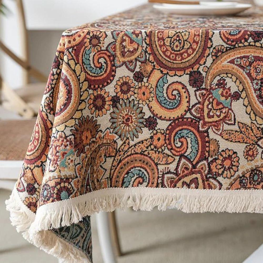 Amber Paisley Tassel Tablecloth by Casa & Beyond