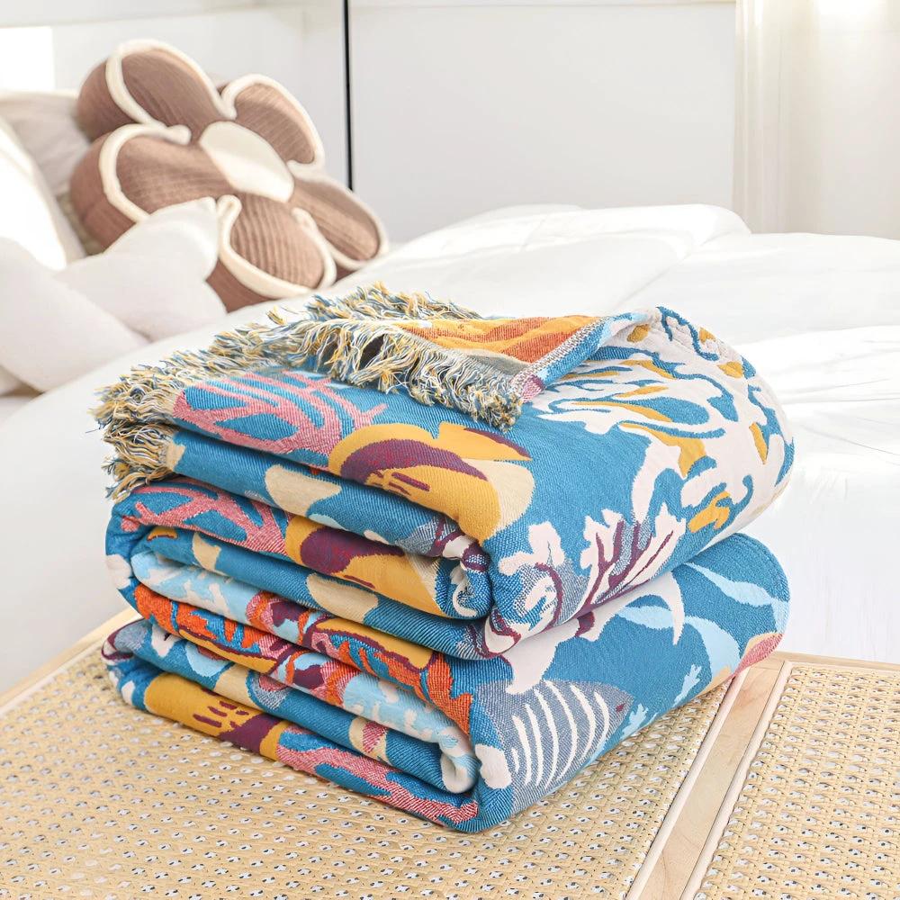 Underwater Coral Cotton Blanket by Casa & Beyond