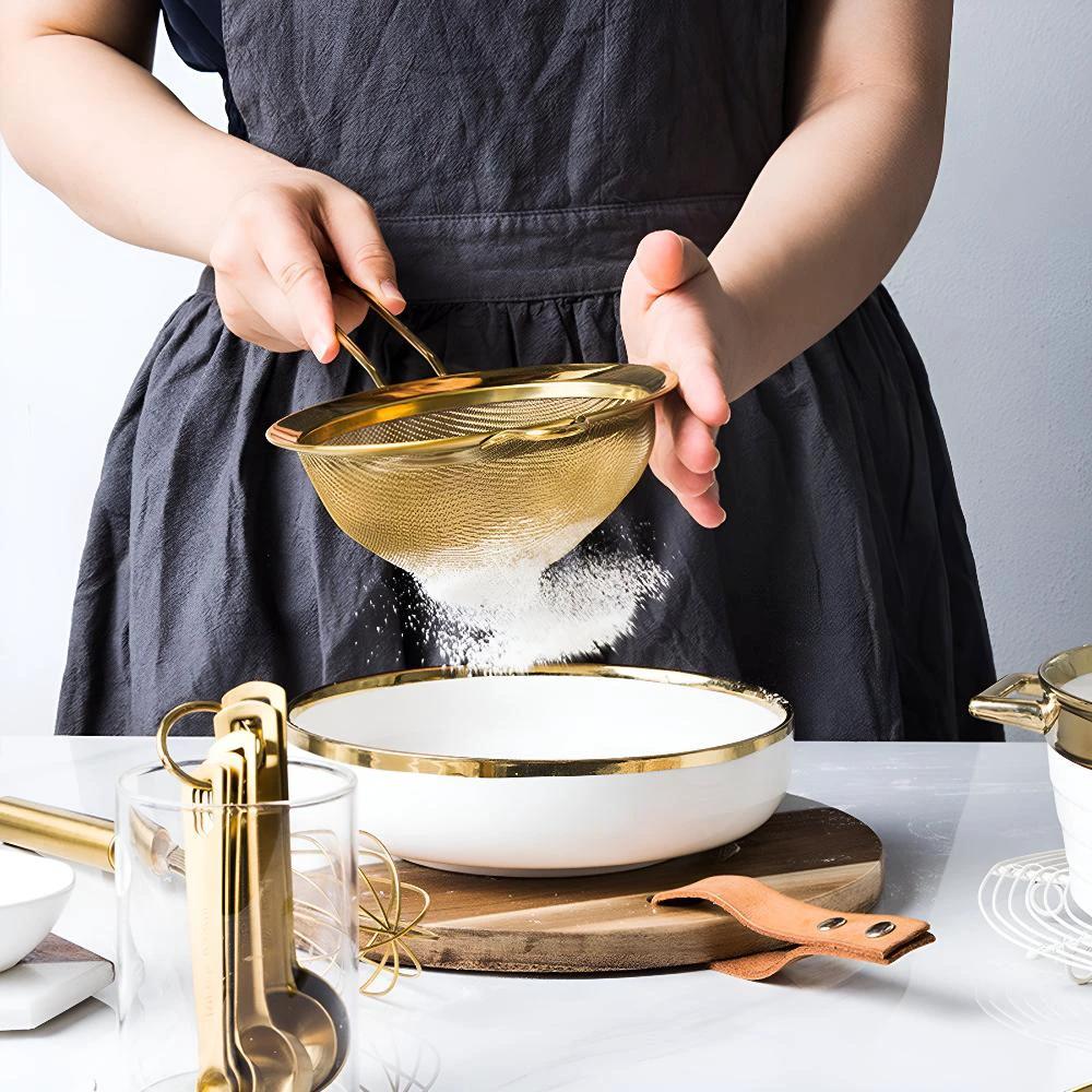 Gold Fine Mesh Strainer by Casa & Beyond