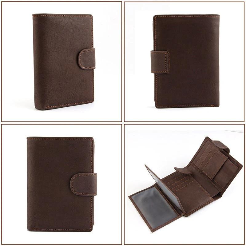 Vintage Leather PU Wallet with three compartments and multiple slots by Bowlift