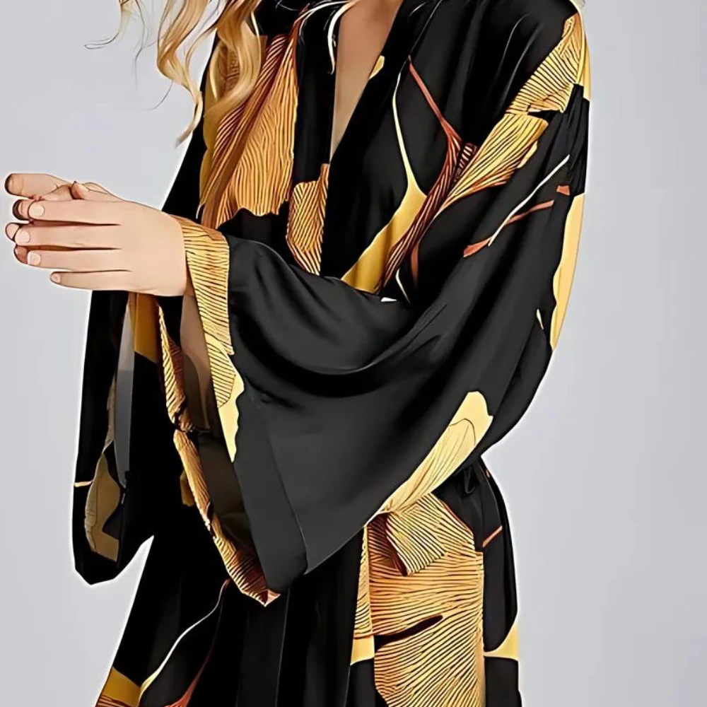 Classic Black and Yellow Bathrobe by Casa & Beyond