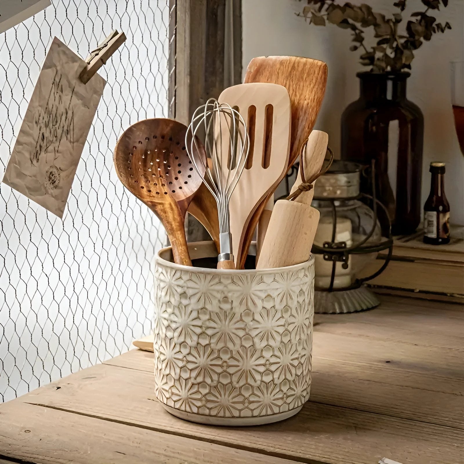 Bloom Craft Ceramic Utensil Holder by Casa & Beyond