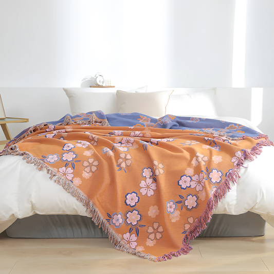 Blooming Flowers Tassel Blanket by Casa & Beyond