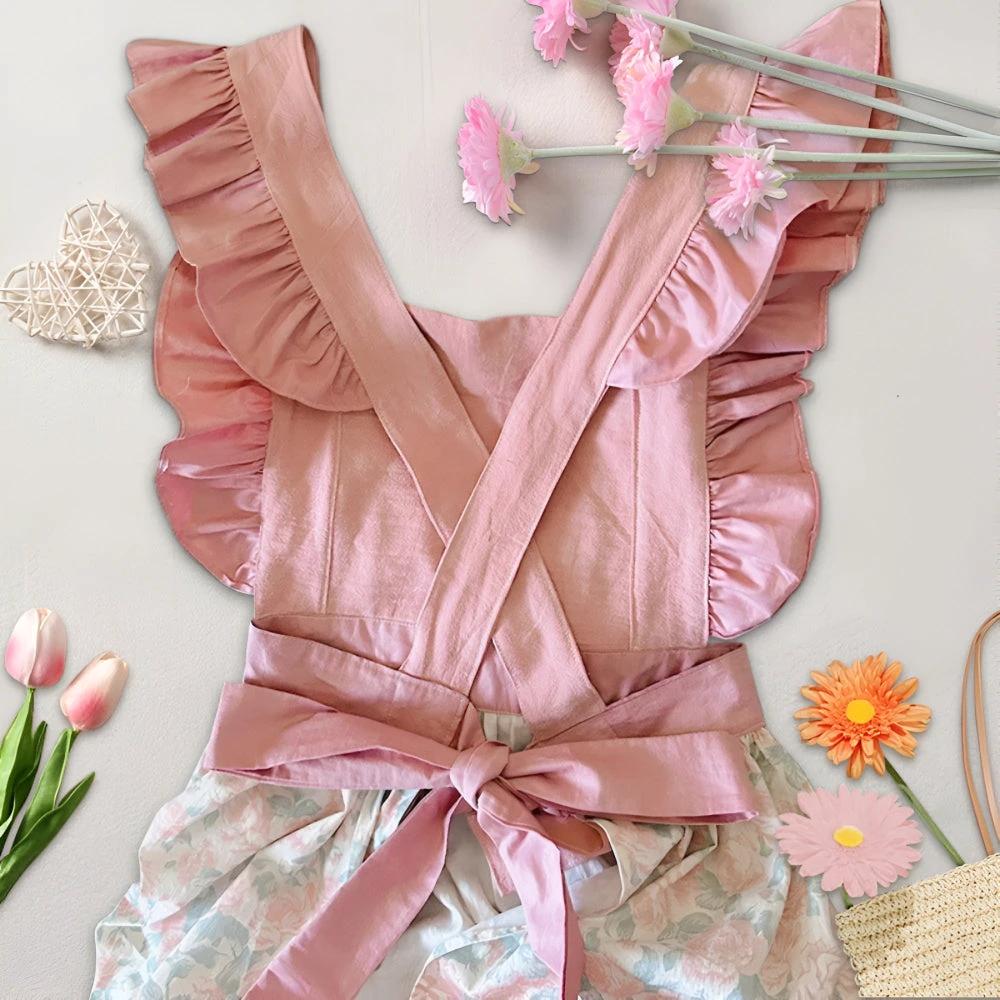 Lily Lace Pink Floral Apron by Casa & Beyond