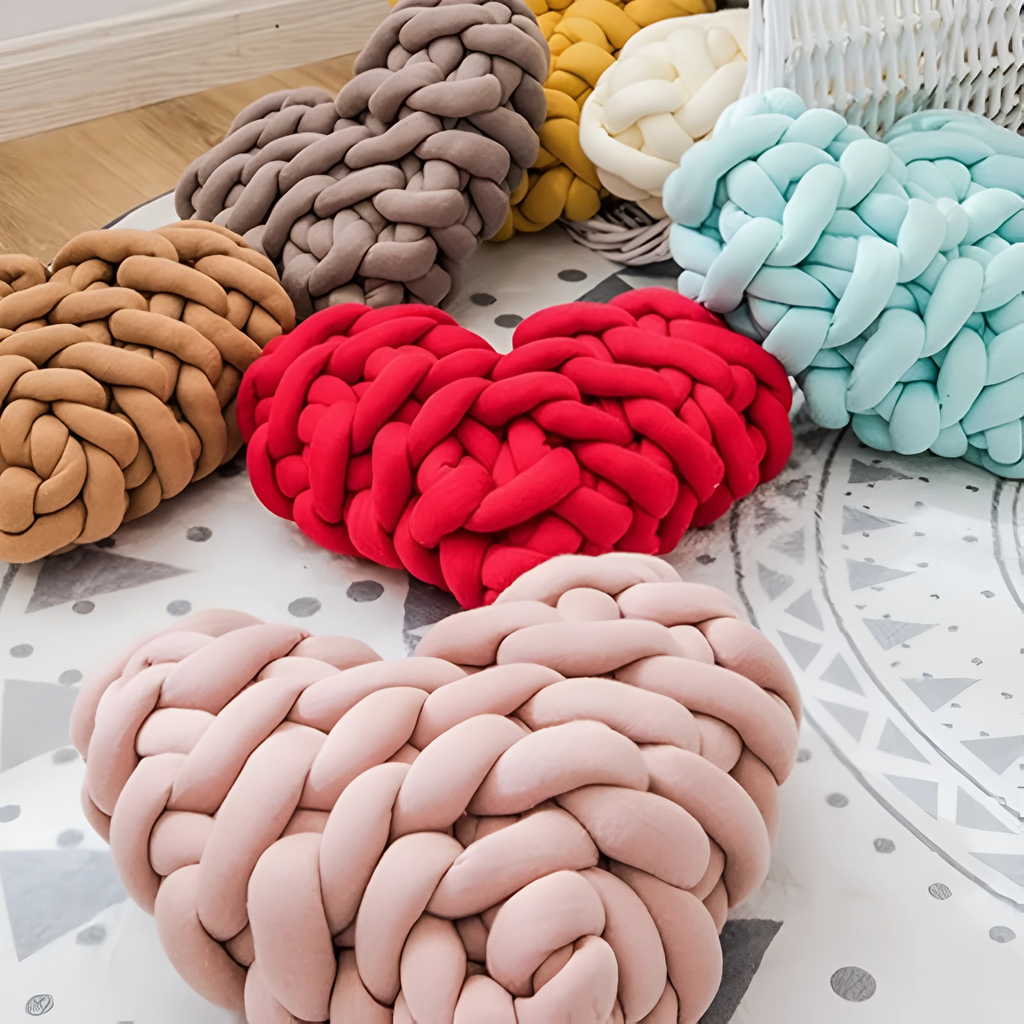 Plush Knotted Heart Shape Cushions by Casa & Beyond