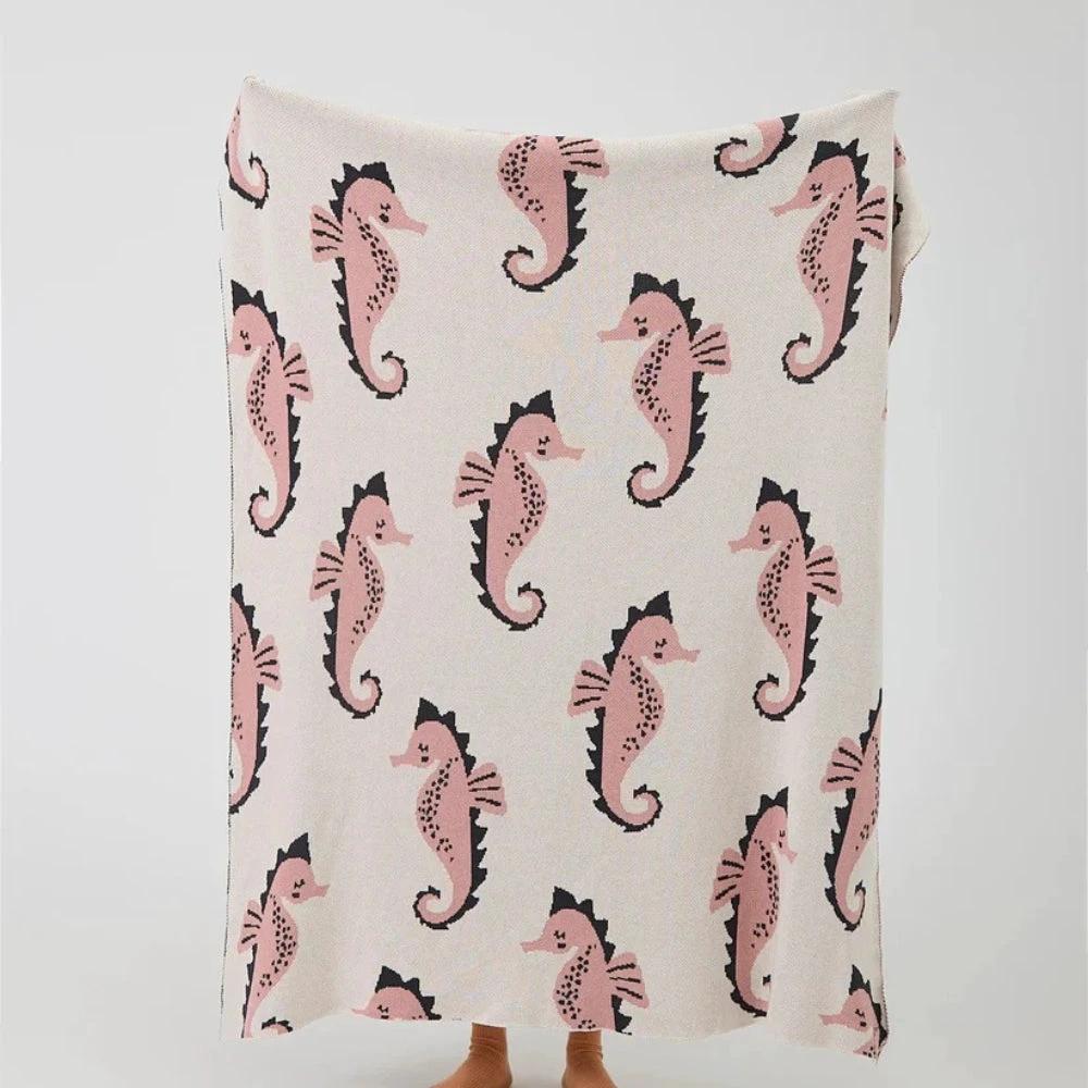 Nautical Seahorse Throw Blanket by Casa & Beyond