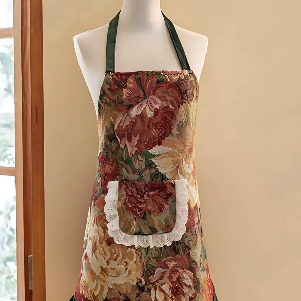 Elegant Oil-Proof Floral Apron by Casa & Beyond