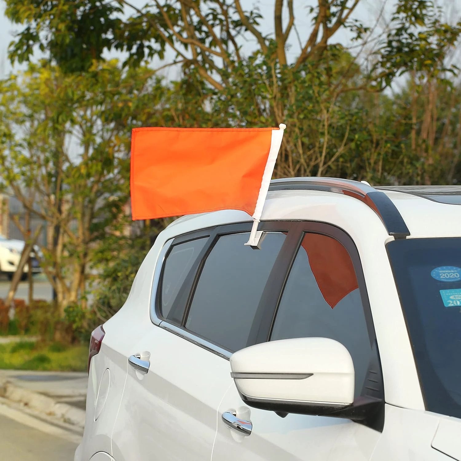 Orange Color Flag Pure Solid Colour Orange Flag and Car Flag Pole Car Window Flag of Orange Color 11X18 Inch(28x46cm) 100% Polyester, Strong White Flagpole by flagsshop
