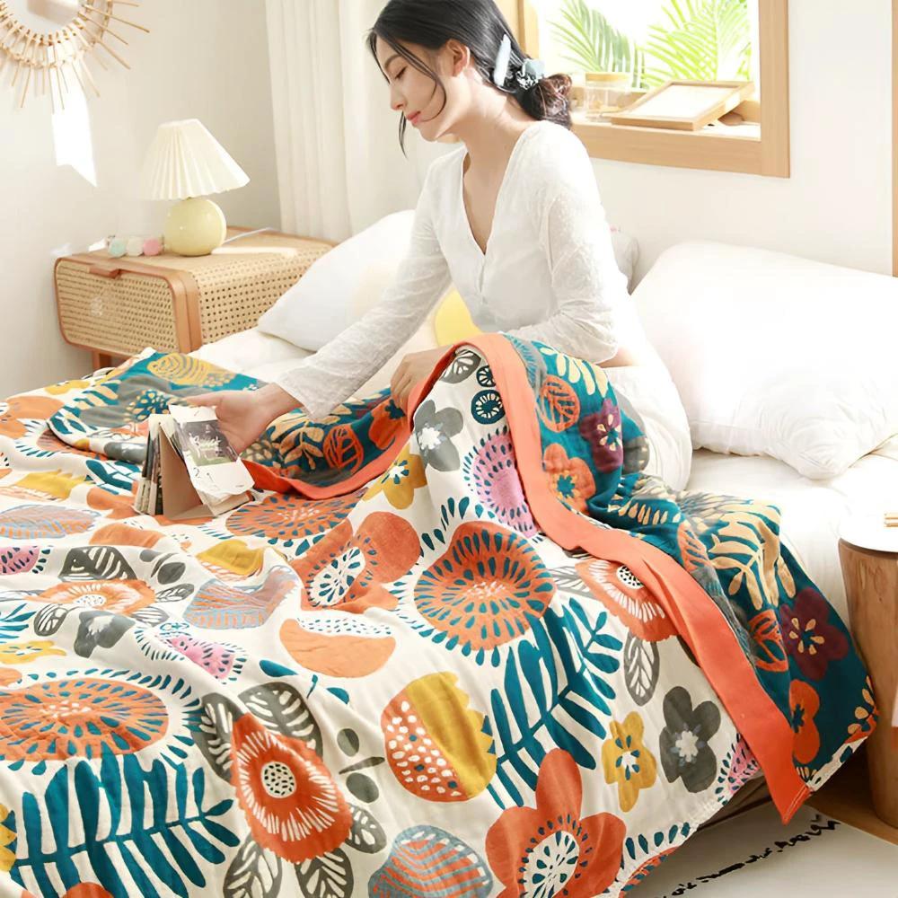 Boho Cartoon Flower Blanket by Casa & Beyond