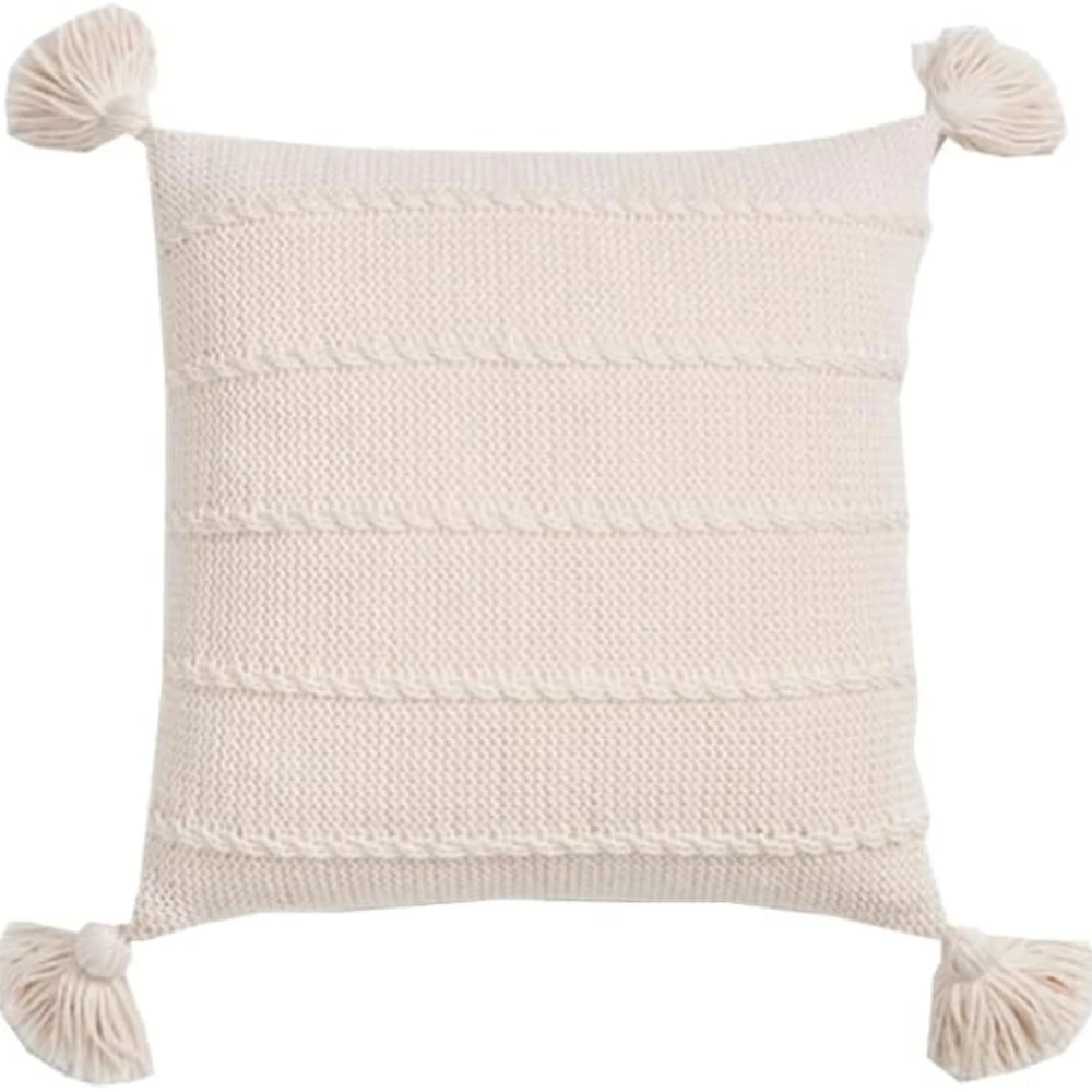 Nordic Knitted Tassel Cushion by Casa & Beyond