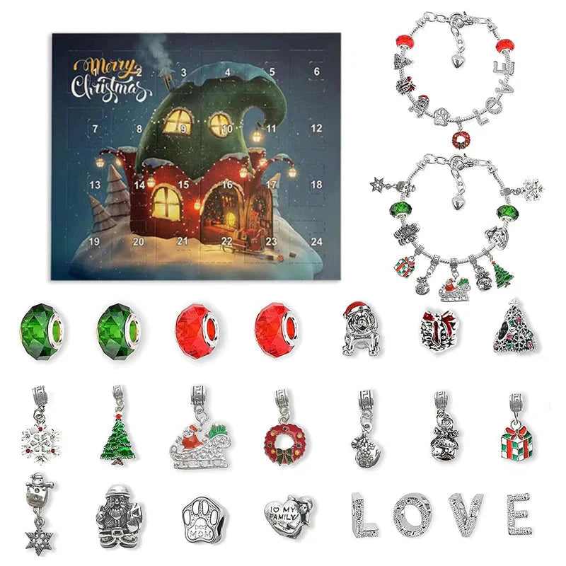 Advent calendar 24 days craft beads blind box Christmas gift bracelet by Bowlift
