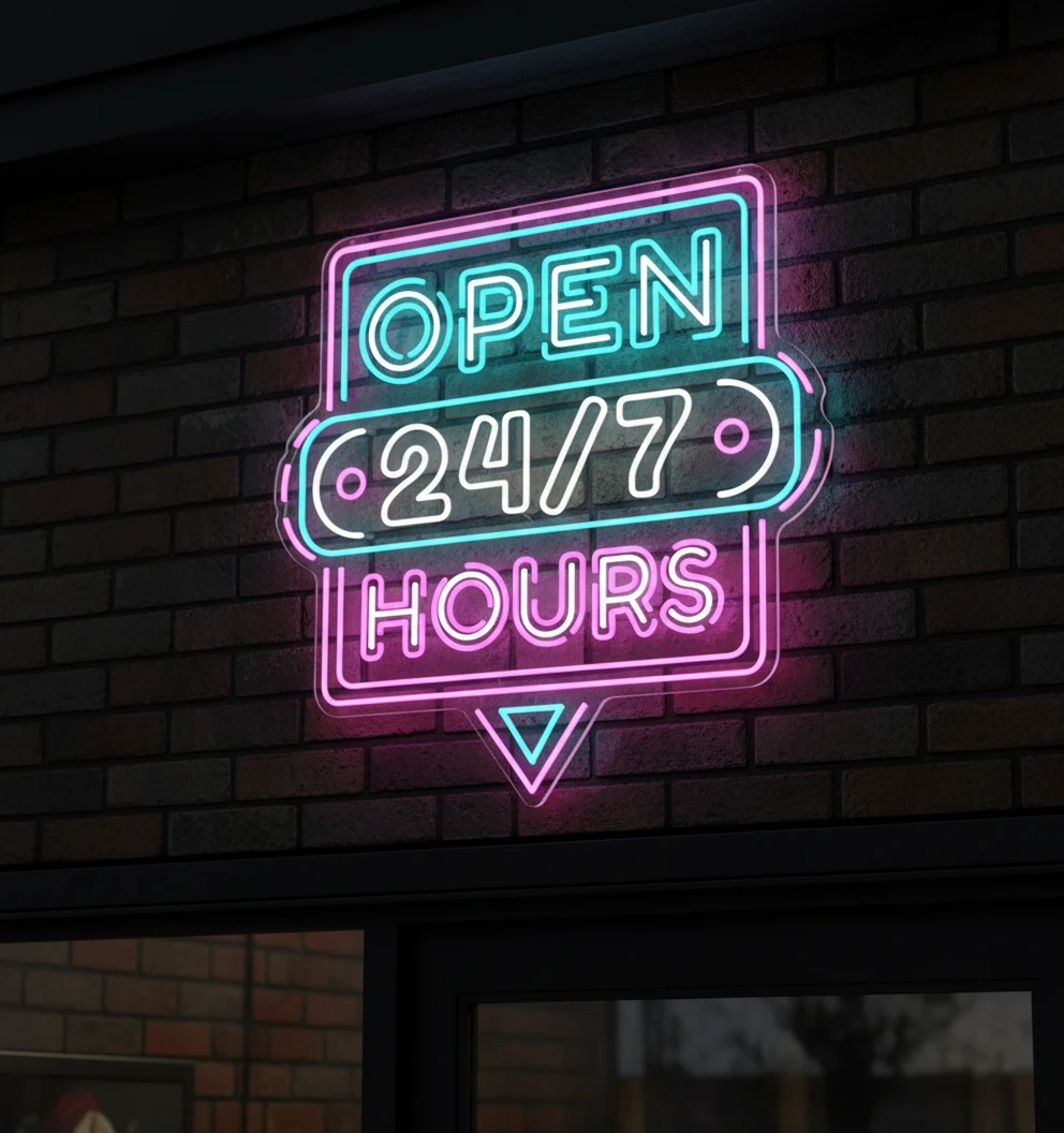 24 Hour Open Led Neon Sign Shop Decor Sign by Neonchics