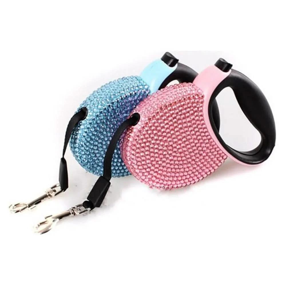 Luxury Retractable Leash with Rhinestones for Small Dogs & Cats by BowLift