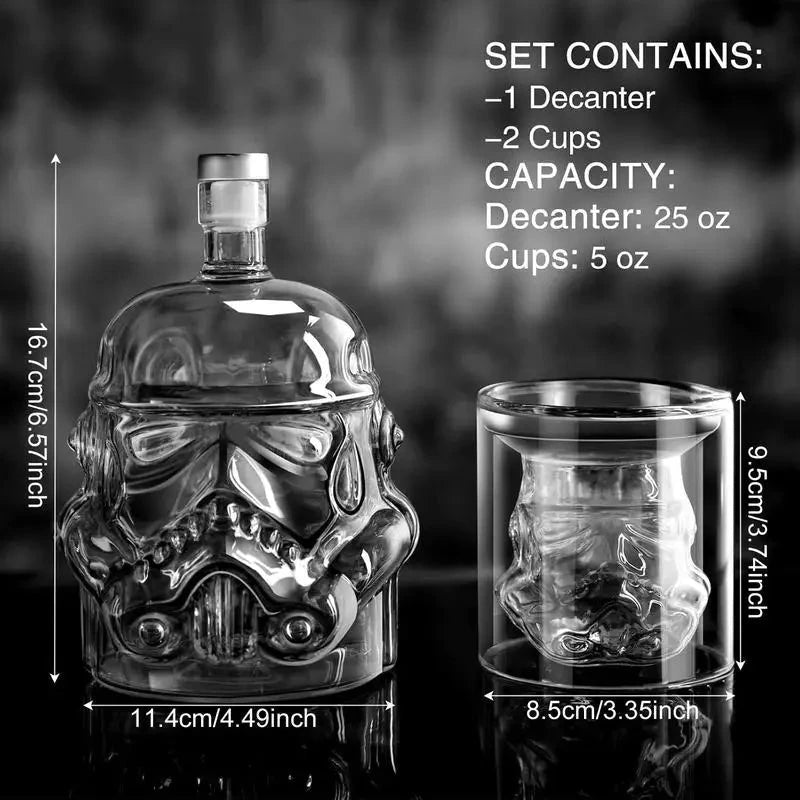 3pcs Creative Whiskey Decanter with 2 Counts Glasses Bar Utensil by Bowlift