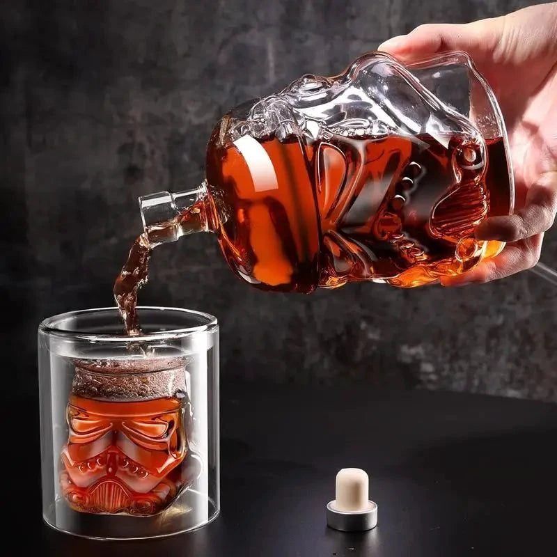 3pcs Creative Whiskey Decanter with 2 Counts Glasses Bar Utensil by Bowlift