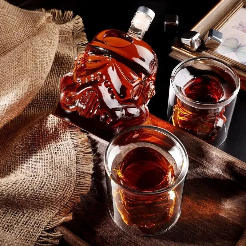 3pcs Creative Whiskey Decanter with 2 Counts Glasses Bar Utensil by Bowlift