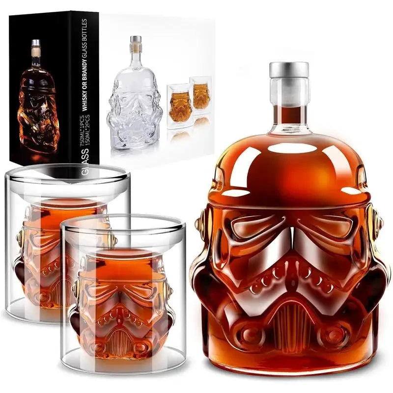 3pcs Creative Whiskey Decanter with 2 Counts Glasses Bar Utensil by Bowlift