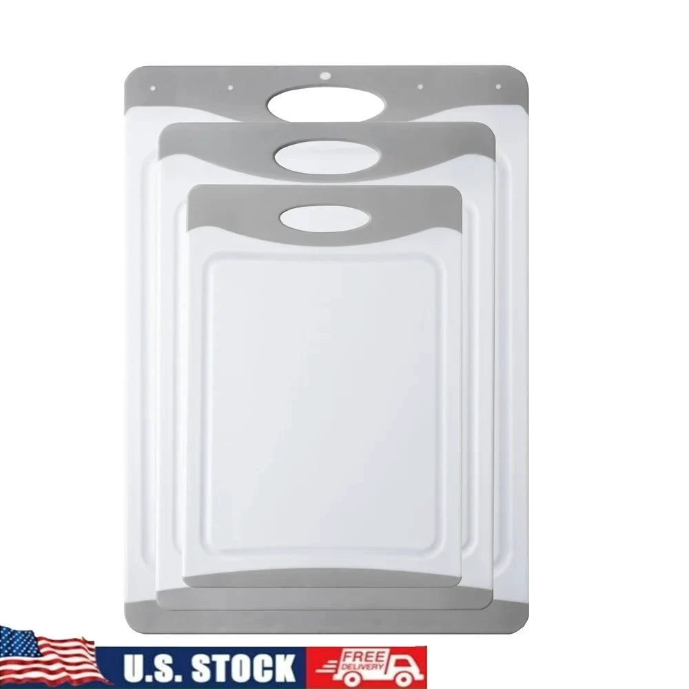 3pcs Non-Slip Cutting Boards Kitchen Chopping Board with Safe Handle by Bowlift