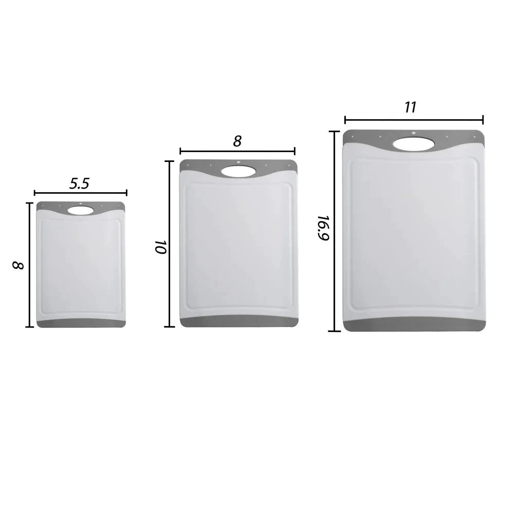 3pcs Non-Slip Cutting Boards Kitchen Chopping Board with Safe Handle by Bowlift