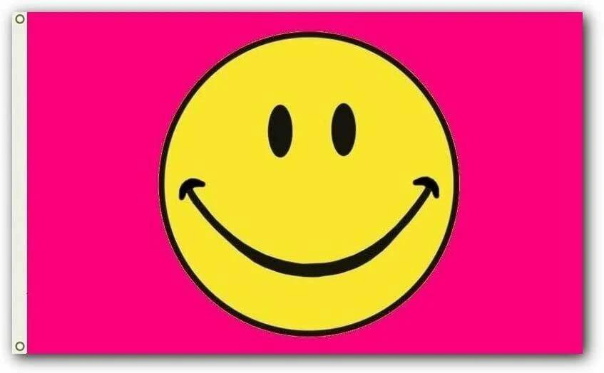 3x5FT Flag Pink Happy Smiley Face Banner Dorm Bedroom Advertising USA by flagsjustdoit