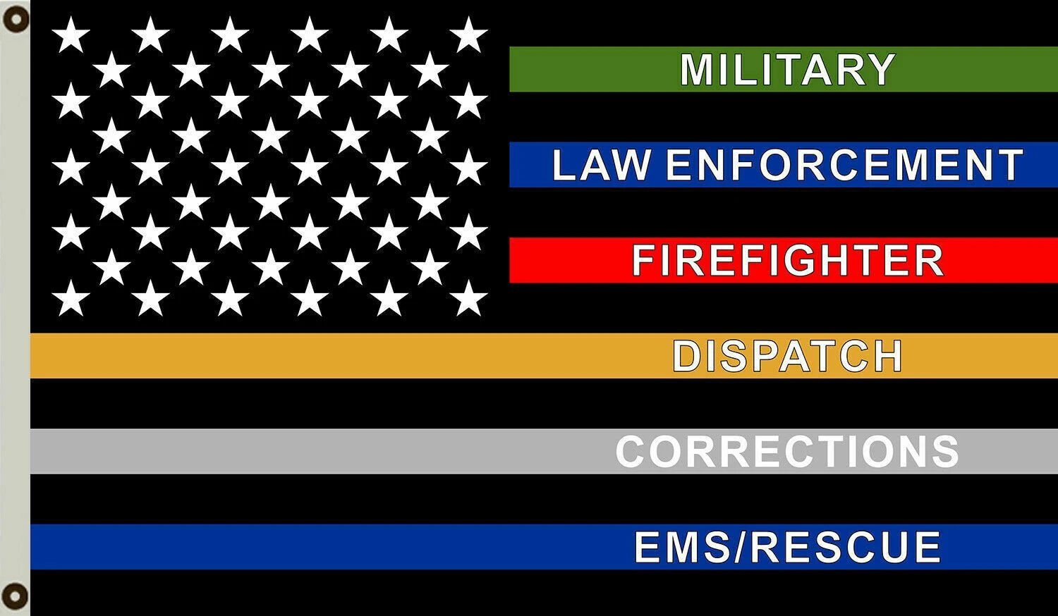 3x5FT Salute Thin Multi Line Flag Military Police Fire Corrections Dispatch EMS by flagsjustdoit