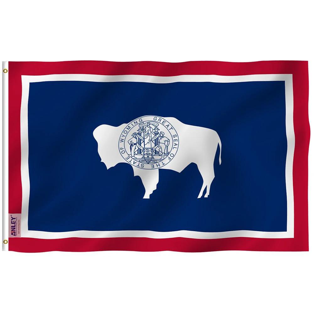 3x5 Foot Wyoming State Flag - Wyoming WY Flags Polyester with Brass Grommets 3X5 Ft Banner by flagsjustdoit