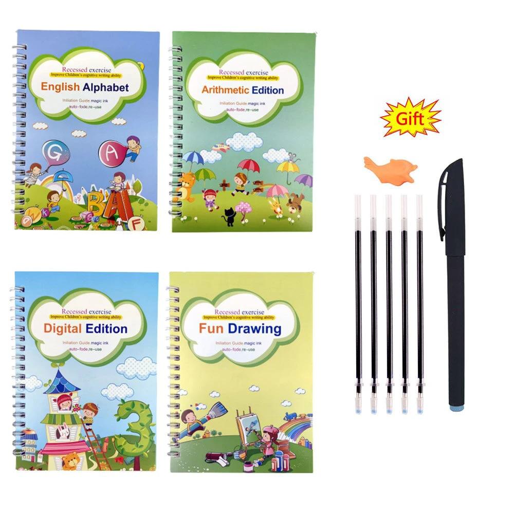 Kids Practice Magic Groove Writing Notebook Auto-Disappears in 10 Minutes Bowlift by Bowlift