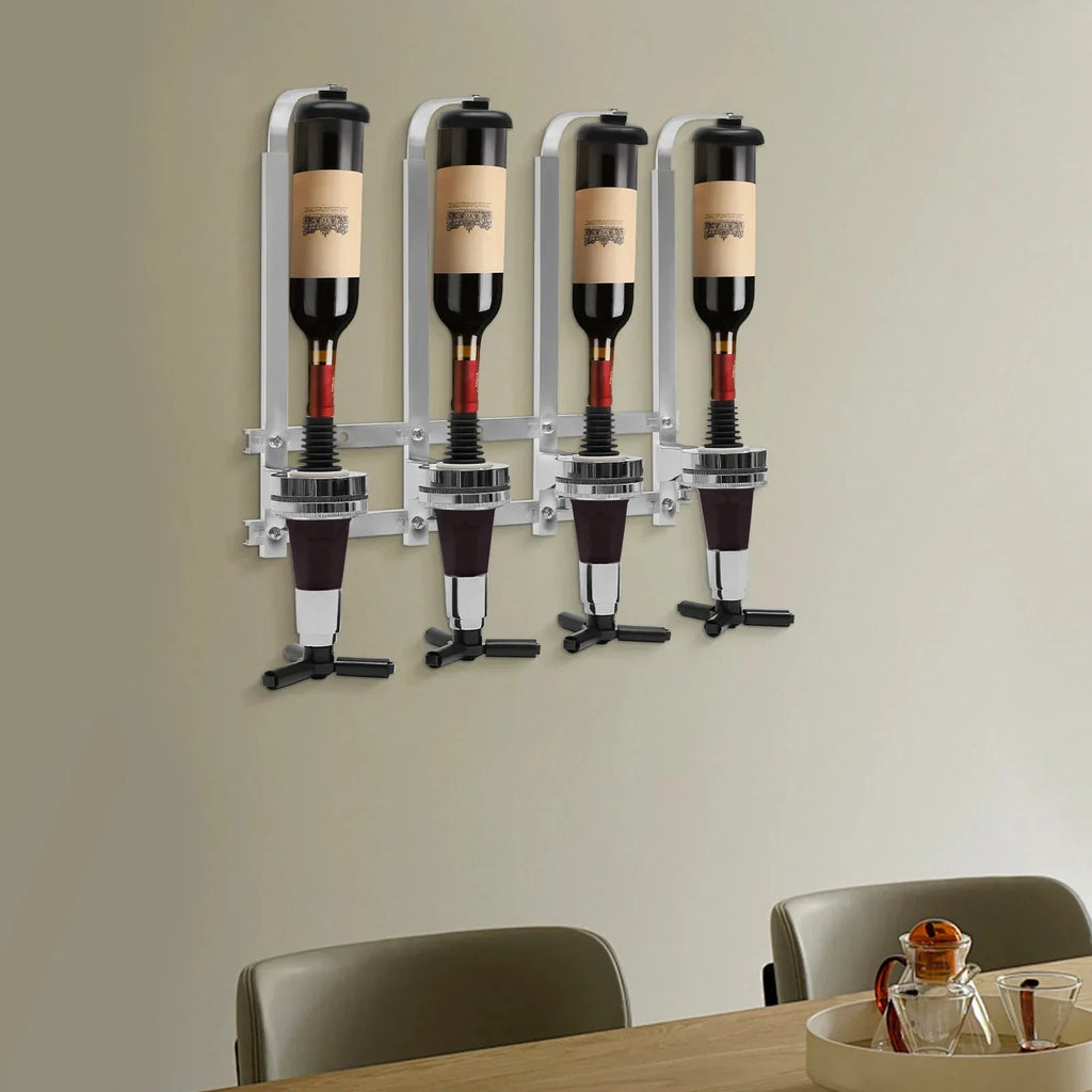 4 Head Silver Wine Rack Wall Mounted Bottle Bracket Bar Accessories by Bowlift